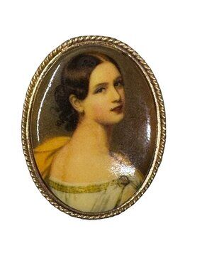 Joseph Steiler Painting of Antonia Wallinger Von Ott Cabochon Brooch Oval Glass